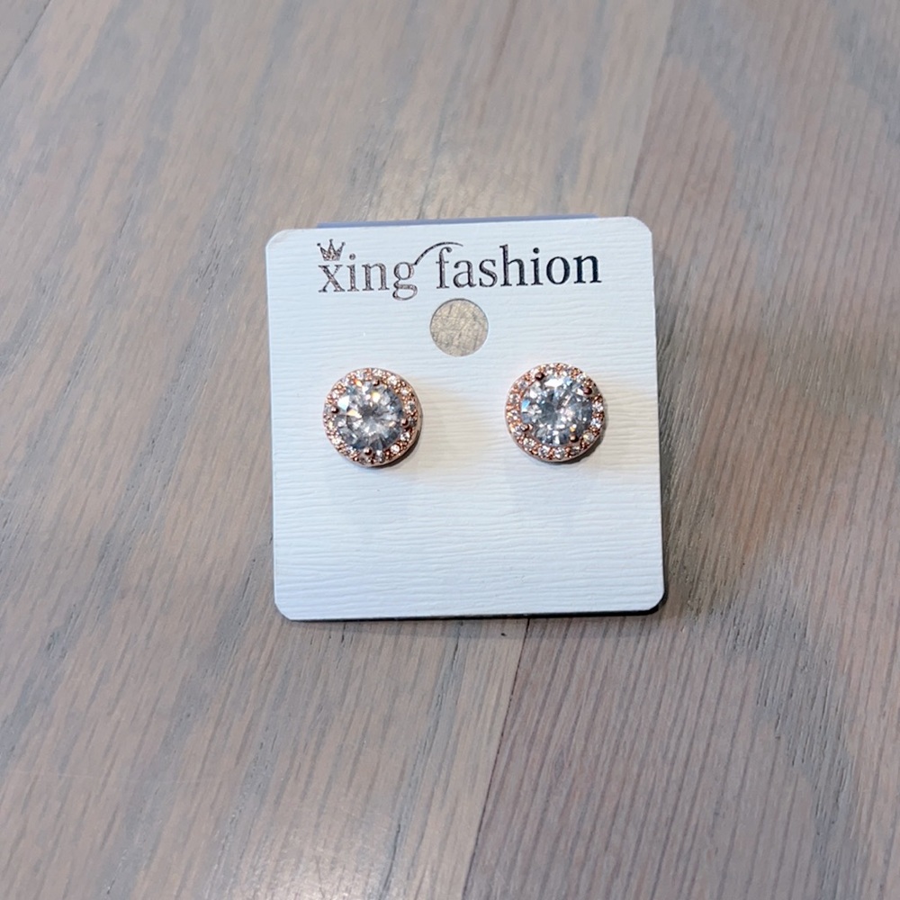 Rose Gold Halo Studs